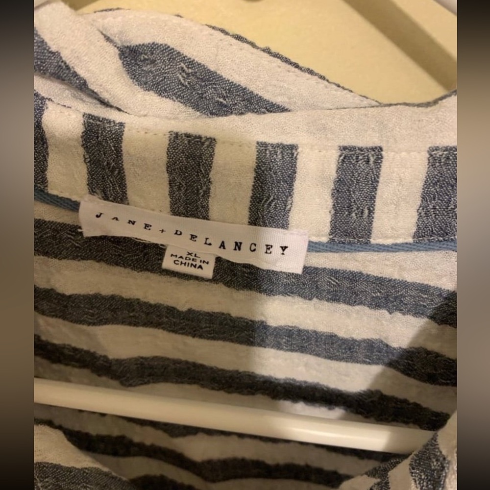Jane and Delancey Blue and White Striped Button Down Shirt - Picture 4 of 7